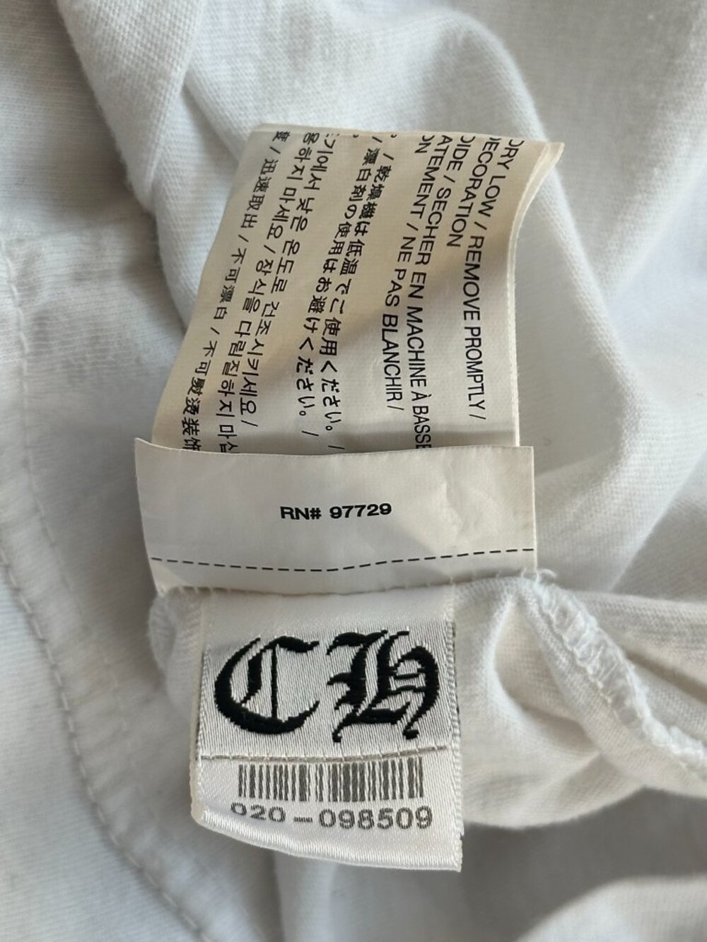 Chrome Hearts White & Orange Striped Dagger Logo T-Shirt - Picture 7 of 8